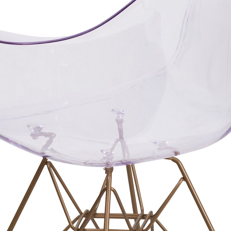 Emma and Oliver Transparent Side Chair with Arms and Gold Base, 5 of 11