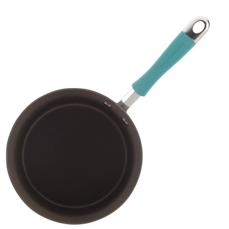Rachael Ray Cucina 3qt Hard Anodized Nonstick Saucepan with Lid Blue Handles, 3 of 5