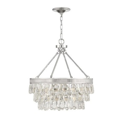 Windham Warm Brass Crystal LED Pendant with Polished Nickel Accents