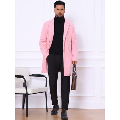 Lars Amadeus Men's Slim Fit Winter Notched Lapel Single Breasted Long Jacket Overcoat X-Large Pink — фото 3