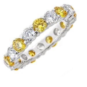 SHINE by Sterling Forever Sterling Silver Canary Celebration Eternity Band Ring - 1 of 4