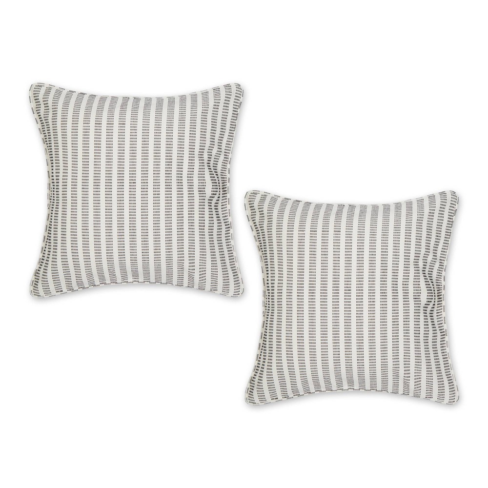 Photos - Pillow 2pc 18"x18" Dobby Striped Recycled Cotton Square Throw  Cover Off-Wh