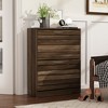 FUFU&GAGA Brown Woodgrain Double Drawer Flip-Flop Shoe Cabinet Hollow Out Design Natural Style - 3 of 4