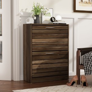 Famapy Vintage Wooden Shoe Cabinet with Adjustable Shelves,Thickened Panels & Bottom Waterproof,Space-Saving Flip Up Shoe Rack for Entryway/Bedroom - 1 of 4