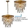 ALOADECOR 5-Light 20" Contemporary and Glam Antique Gold Rain Drop Crystal Chandelier - 4 of 4