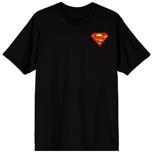 Superman Telephone Booth Adult Black Crew Neck Short Sleeve T-shirt - 1 of 4