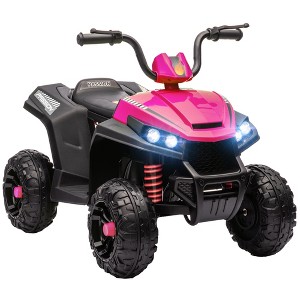 Qaba 12V Kids ATV, Battery Powered Four Wheeler with Spring Suspension, Forward & Reverse, LED Lights, Music, MP3, Pink - 1 of 4