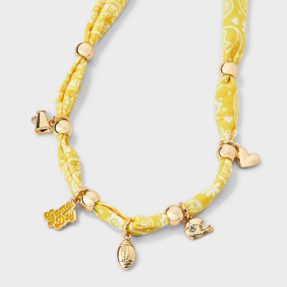 Game Day Football & Helmet with Heart Charm Bandana Necklace - Wild Fable™ Yellow