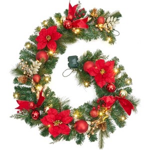 6FT Christmas Canes with Lights Pre-Assembled Outdoor Christmas Wreath, Christmas Decorations, Holiday Decoration Wreath for Stairs, Windows, Door - 1 of 4