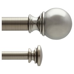 Ball Double Curtain Rod Set Brushed Nickel 7 8 5 8 66 X120