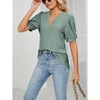 Coolmee Women Summer Eyelet Blouses Business Casual V Neck Short Sleeve Shirts Hollow Out Cute Lace Tops - 3 of 4