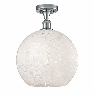 White Mouchette - 1 Light Semi-Flush Mount In Modern Style-14.75 Inches Tall and 12 Inches Wide