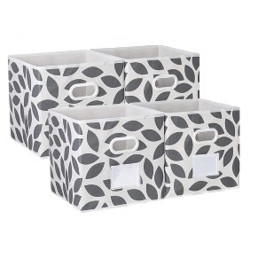 Aoibox Fabric Storage Bins Cubes Collapsible Baskets with Dual Plastic Handles for Closet Bedroom Organizer Grey 4 Pack - 1 of 4