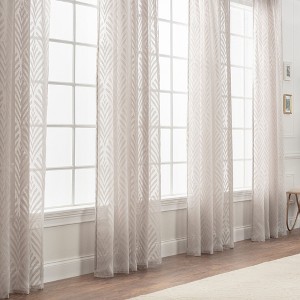 Chanasya 2pk Leaf Voile Sheer Window Curtain Panels - Set of 2 - 1 of 4