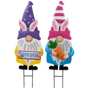Northlight Happy Easter Gnomes Outdoor Garden Stakes - 27" - Set of 2 - 1 of 4