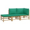vidaXL Garden Lounge Set Green Cushions, Natural Bamboo Bamboo Three-Piece - 3 of 4