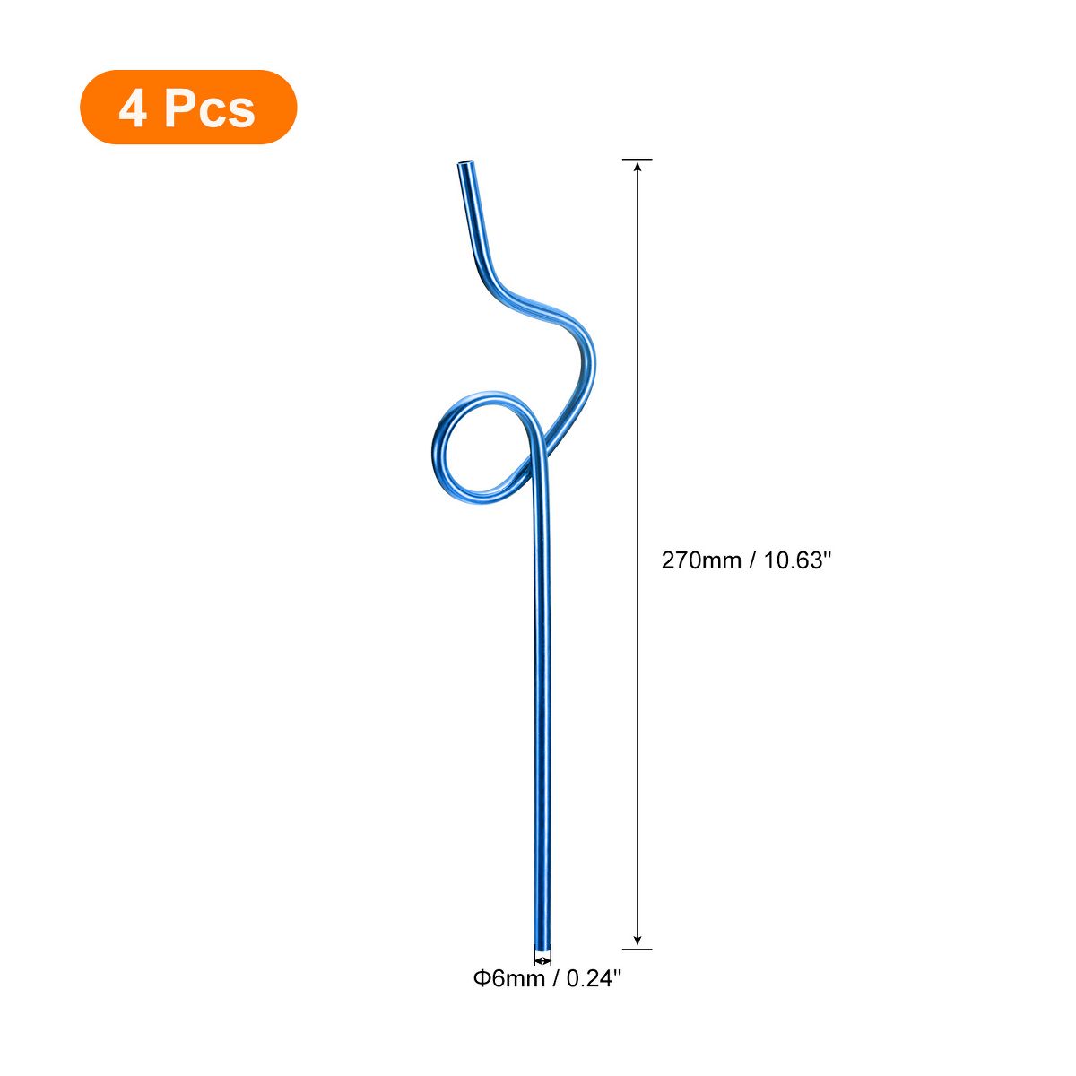 Unique Bargains 304 Stainless Steel Durable Curly Shaped Design Reusable Drinking Straw 4 Pcs - thumbnail 2