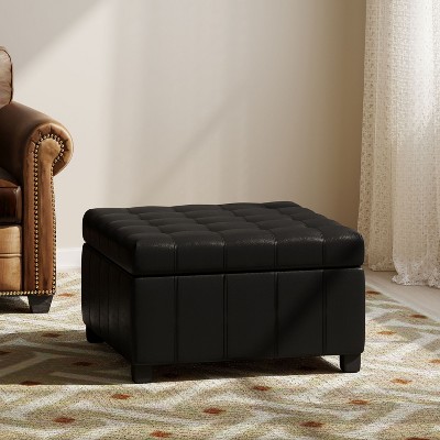 Modern Contemporary Square Storage Ottoman with Fabric,black/brown/beige-Christopher Knight Home