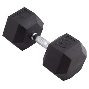 Body Sport Rubber Encased Hex Dumbbell Weight, Strength Training Equipment for Home Gym, Black - 1 of 4