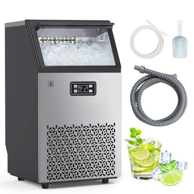 150 lbs/24H Commercial Ice Maker ¨C Stainless Steel Ice Machine with 33 lbs Storage, Undercounter/Freestanding Use
