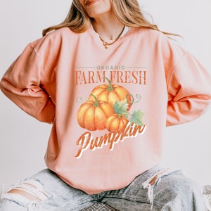 Simply Sage Market Farm Fresh Pumpkin Watercolor Lightweight Garment Dyed Sweatshirt - 1 of 4