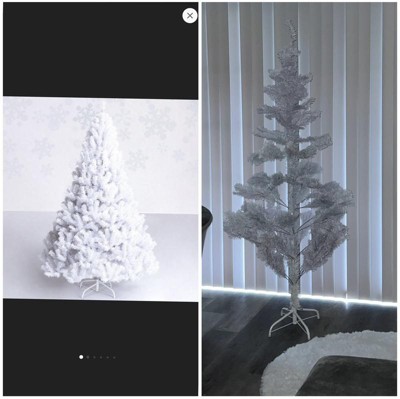 Tangkula 7ft Artificial Fiber Optic Christmas Tree White Pre-lit Xmas Tree  W/ Iridescent Leaves 36 Multi-color Snowflake Lights : Target