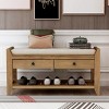 Farmhouse Shoe Storage Bench with Cushion and Drawers,39" Solid Wood Entryway Organizer with Bottom Rack for Hallway Bedroom-Baofuwish - 2 of 4
