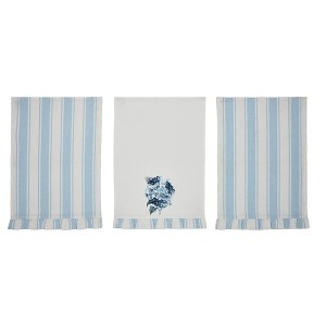 Finders Keepers Hydrangea Ruffled Tea Towel Set of 3 19x28  VHC Brands - 1 of 4