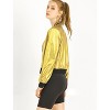 INSPIRE CHIC Women's Holographic Fashion Stand Collar Metallic Lightweight Zip Bomber Jacket - 4 of 4