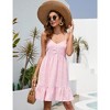 Swiss Dot Dress for Women Sleeveless V Neck Spaghetti Strap Summer Dresses Ruffle Hem Mini Dresses - 4 of 4