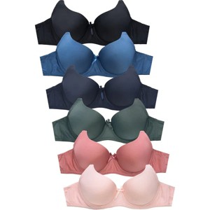 PACK OF 6 MAMIA WOMEN'S FULL COVERAGE SOLID T SHIRT BRA (BR4600P) - 1 of 3