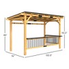 13' x 6' Wooden BBQ Grill Gazebo, Outdoor Hardtop Grill Gazebo with Metal Roof, 2 Bar Shelves and 6 Hooks - 3 of 4