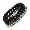 Steeltime Men's 3pc set black lava, stone and round box link bracelets. Color Option: Blue, Black - 2 of 4