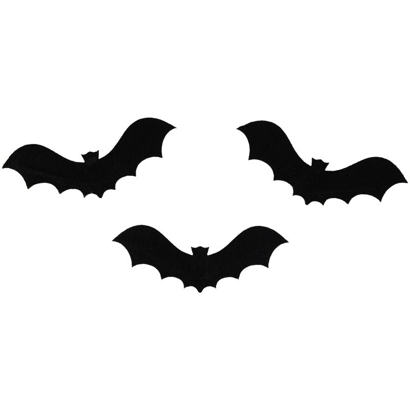 Northlight Set of 10 Black Halloween Posable Felt Bats 12", 3 of 7