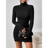 Women's Casual Sweater Dress Turtleneck Ribbed Bodycon Long Sleeve Mini Knit Dresses - 2 of 4