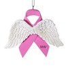 Kurt S. Adler 3.5 Inch Pink Ribbon Wing Ornament Faith Breast Cancer Tree Ornaments - 2 of 3