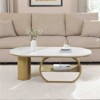 RISOKEYS Luxury Modern Oval Coffee Table - 47.24'' Coffee Table with Storage Drawer, Faux Marble Top, Golden Metal Center Table for Living Room - 2 of 4