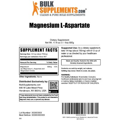 BulkSupplements Magnesium L-Aspartate Powder