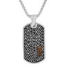 Steeltime Men's stainless steel simulated diamonds and tiger eye/onyx dog tag pendant. Color Options: Silver/Brown, Gold/Brown, Silver/Black - 2 of 4