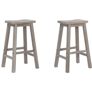 WestinTrends 29" Saddle Seat Solid Wood Kitchen Bar Stool Chair (Set of 2) - 1 of 4