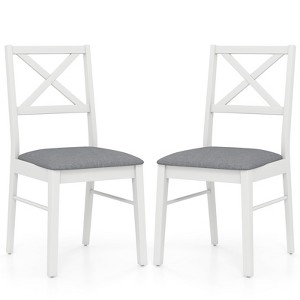 Tangkula Dining Chairs Set of 2 Upholstered Kitchen Side Chairs w/ Rubber Wood Frame - 1 of 4