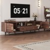 TIRAMISUBEST Mid Century Modern TV Stand 80 Inch Rattan Sliding Doors Drawers Solid Wood Legs Waterproof Storage Living Room Bedroom - 3 of 4