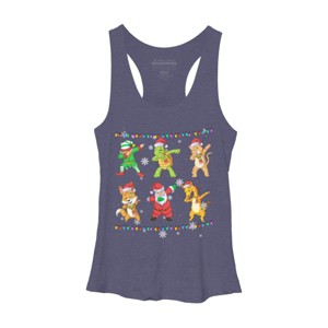 Women's Design By Humans Christmas Dabbing Cartoon Animals By shirtpublic Racerback Tank Top - 1 of 3