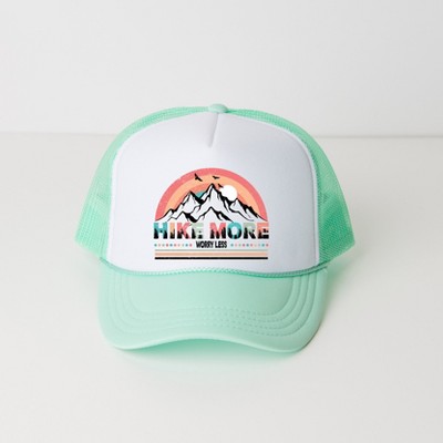Simply Sage Market Hike More Worry Less Colorful Adult Foam Trucker Hat