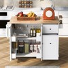 Mobile Kitchen Island with Fold-Down Leaf, Built-In Storage Shelf, Three-Level Sliding Cabinet Organizer, and Spice Storage Rack - 2 of 4