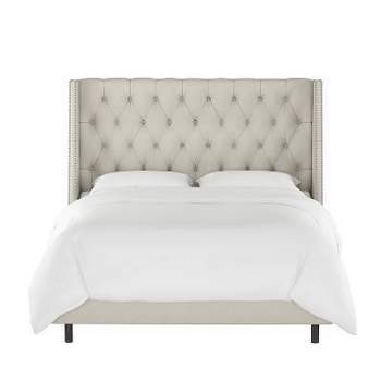 Skyline Furniture Arlette Nail Button Tufted Wingback Bed in Shiny Velvet