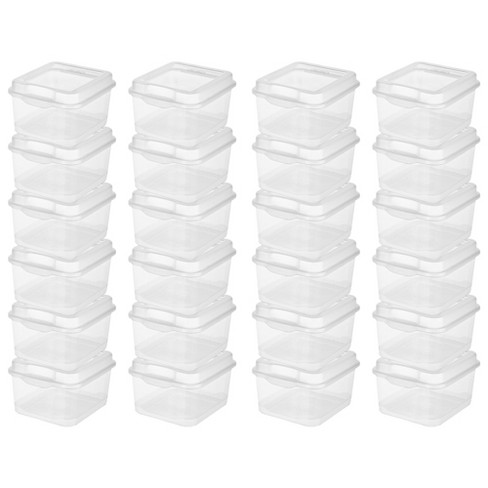 Sterilite FlipTop, Stackable Small Storage Bin with Hinging Lid, Plastic  Container to Organize Desk at Home, Classroom, Office, Clear, 24-Pack