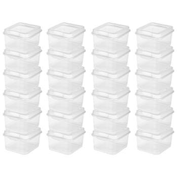 Sterilite FlipTop, Stackable Small Storage Bin with Hinging Lid, Plastic Container to Organize Desk at Home, Classroom, Office, Clear, 24-Pack