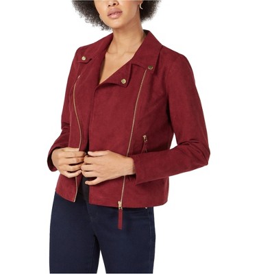maison Jules Womens Faux-Suede Motorcycle Jacket