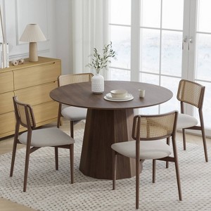 Dovelina Mid-Century Wood Round Dining Table Kitchen Table Dining Room Table for 4 People - 46", Black - 1 of 4